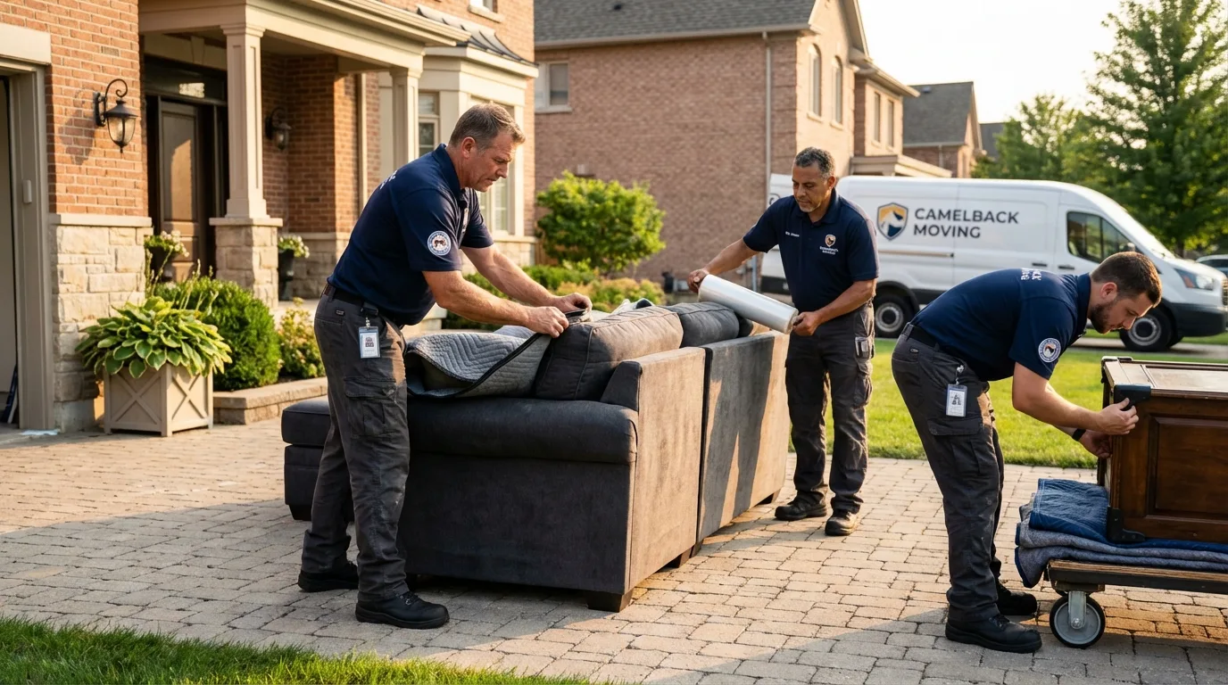 Large estate moving crew wrapping furniture in Cincinnati, OH