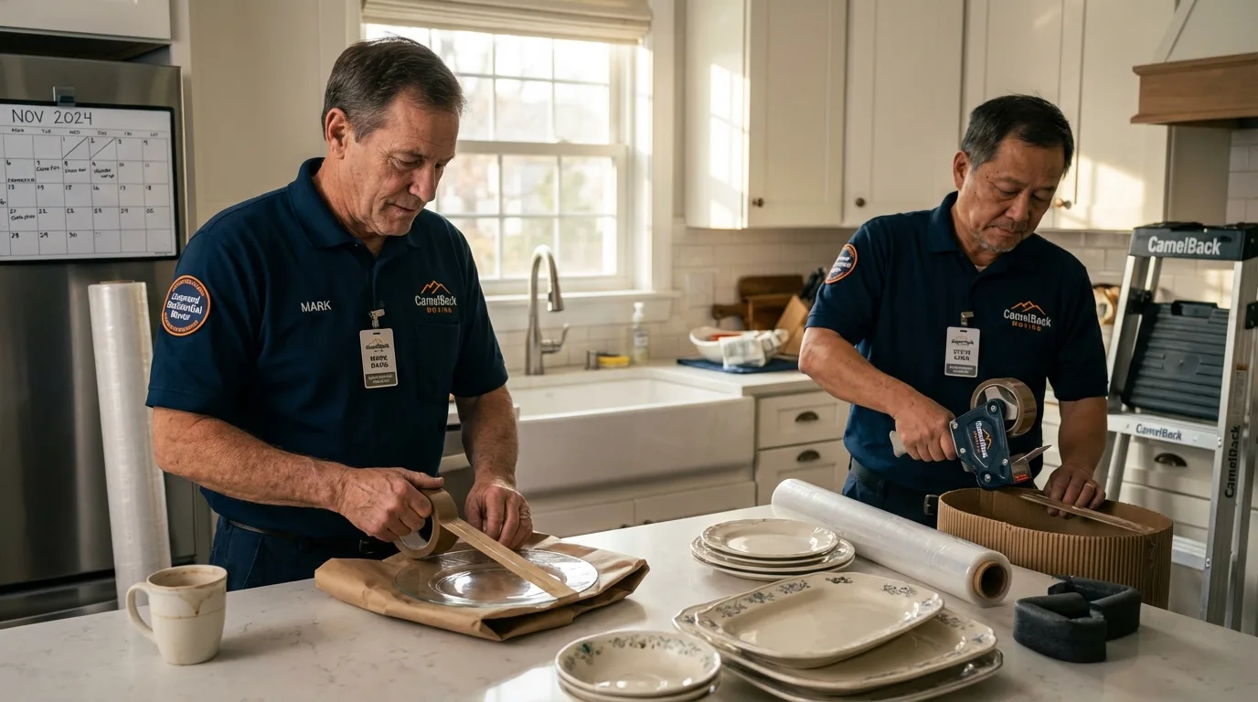 Professional crew packing kitchen dishware in Cincinnati, OH